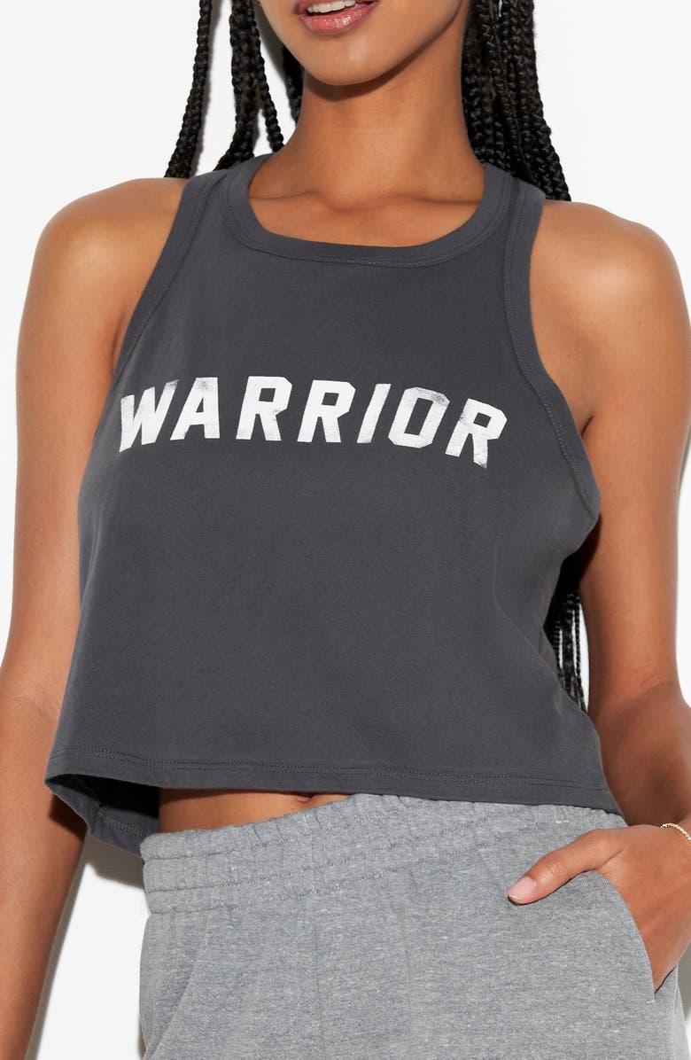 Spiritual Gangster Warrior Jones Crop Racer Tank, Main, color, Ash