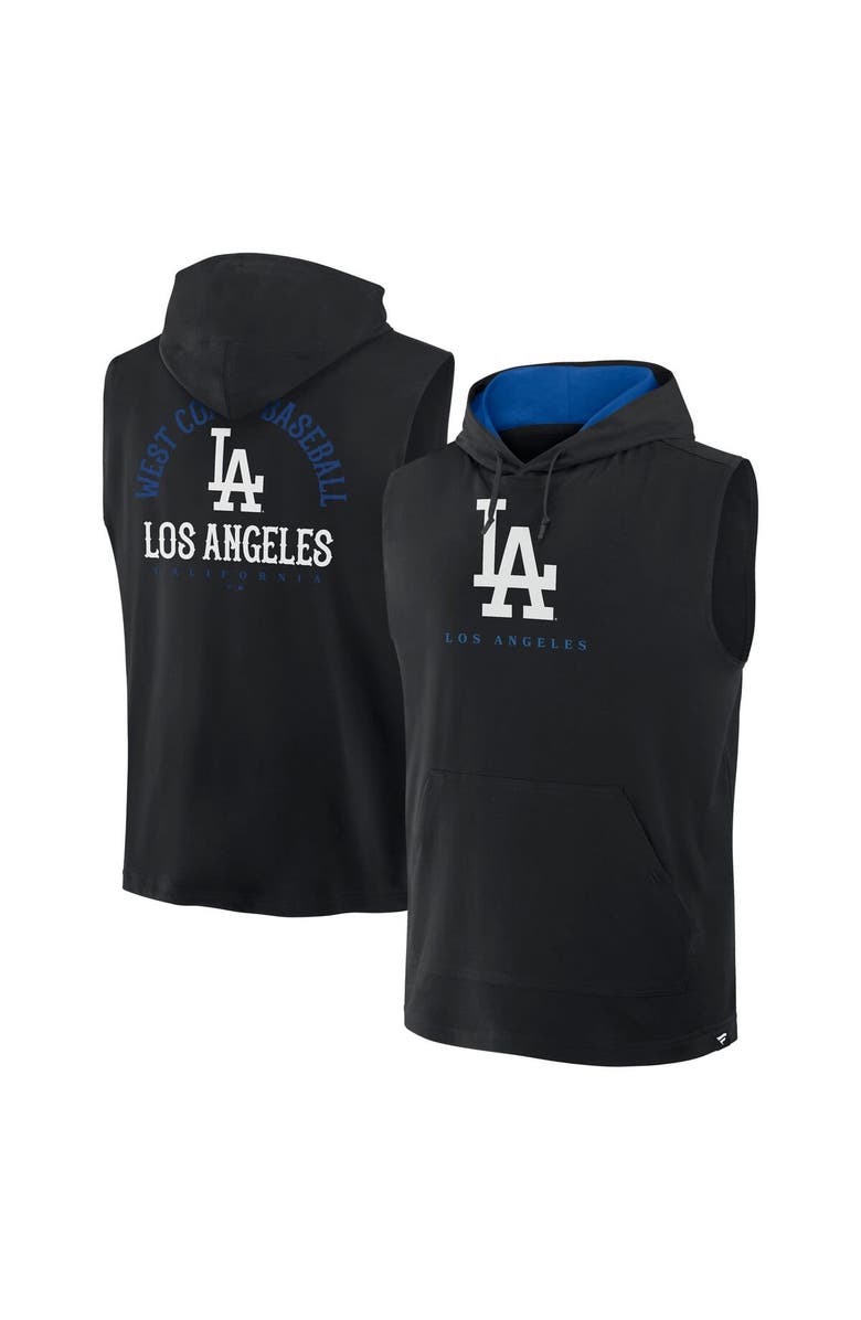 FANATICS Men's Fanatics Black Los Angeles Dodgers Fire Speed Sleeveless Pullover Hoodie, Main, color, 