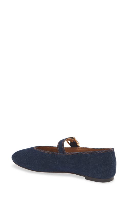 Shop Madewell The Remy Denim Mary Jane Flat In Dark Denim Multi