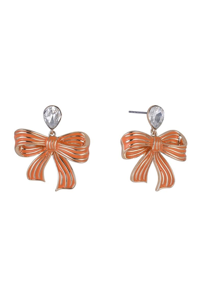 Orange Bow Earrings, Main, color, Orange
