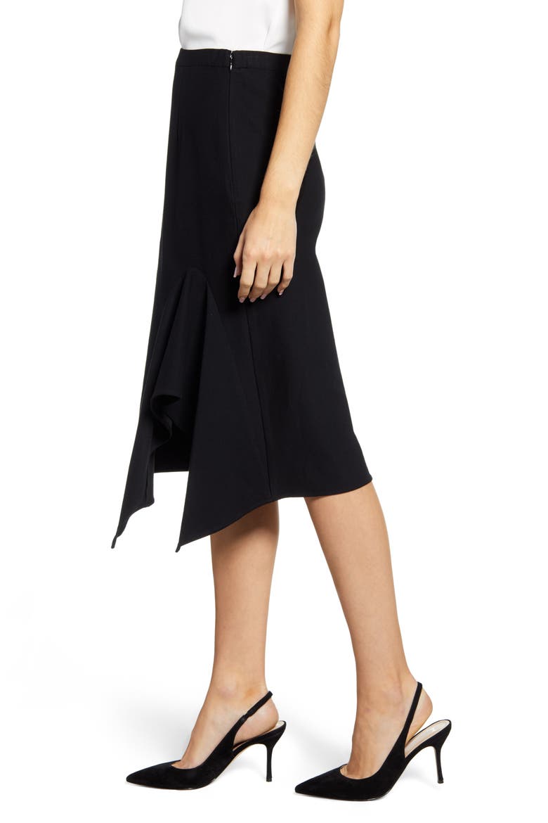 Asymmetrical Ruffle Hem Skirt, Alternate, color, BLACK