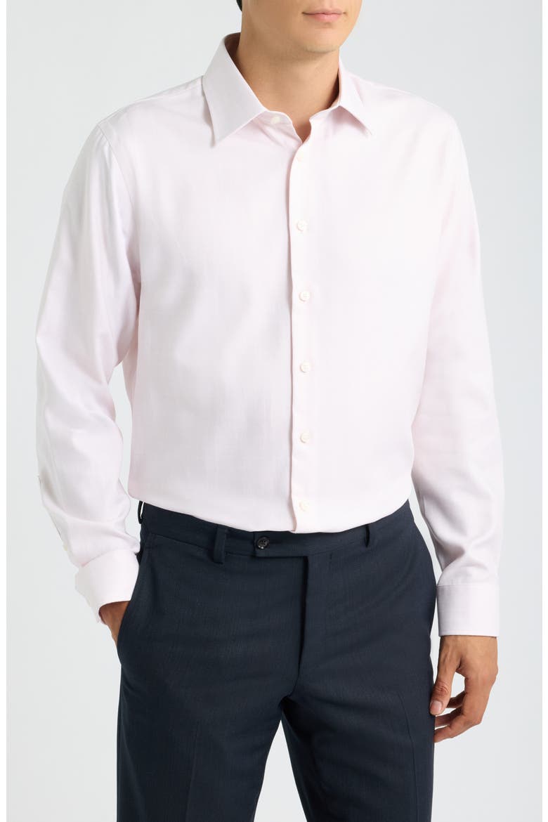 Trim Fit Check Premium Non-Iron Cotton Dress Shirt, Main, color, PINK MAURILIO CHECK