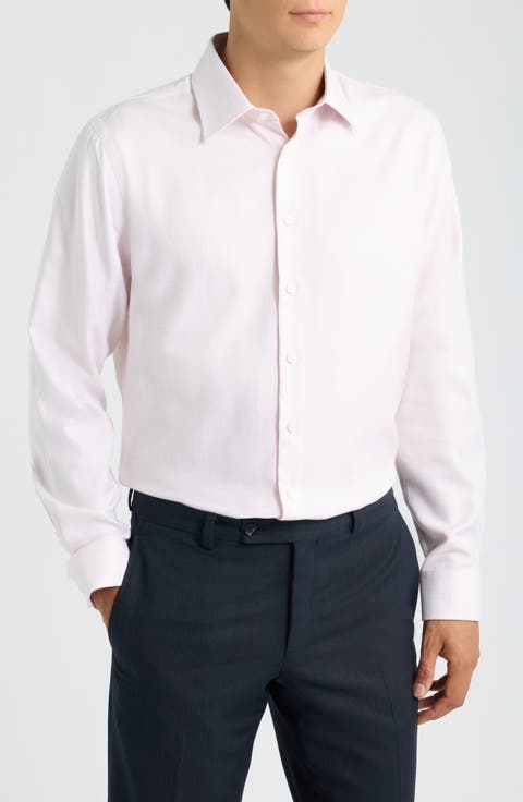 Trim Fit Check Premium Non-Iron Cotton Dress Shirt