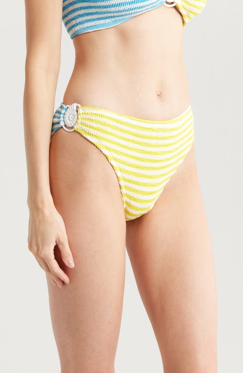 Cleonie Colorblocked Bikini Bottoms In Sunshine Azure Stripe