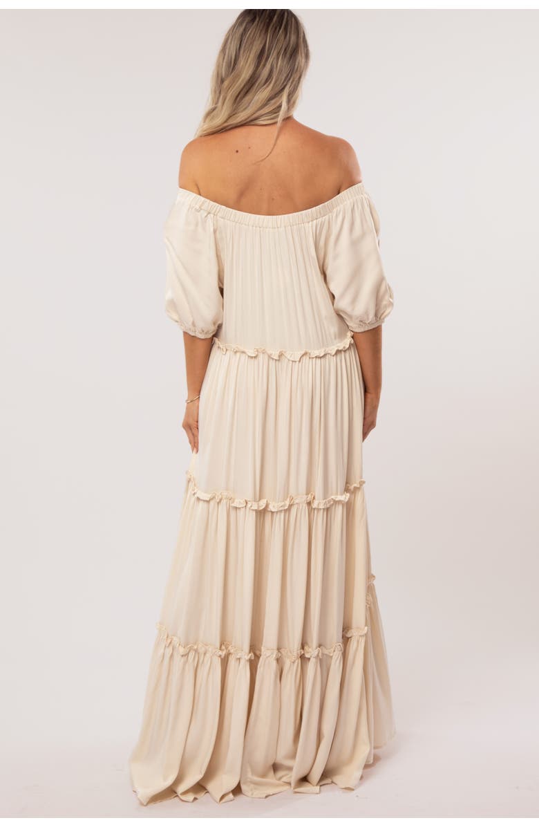 PinkBlush Off Shoulder Ruffle Tiered Maxi Dress, Alternate, color, Cream