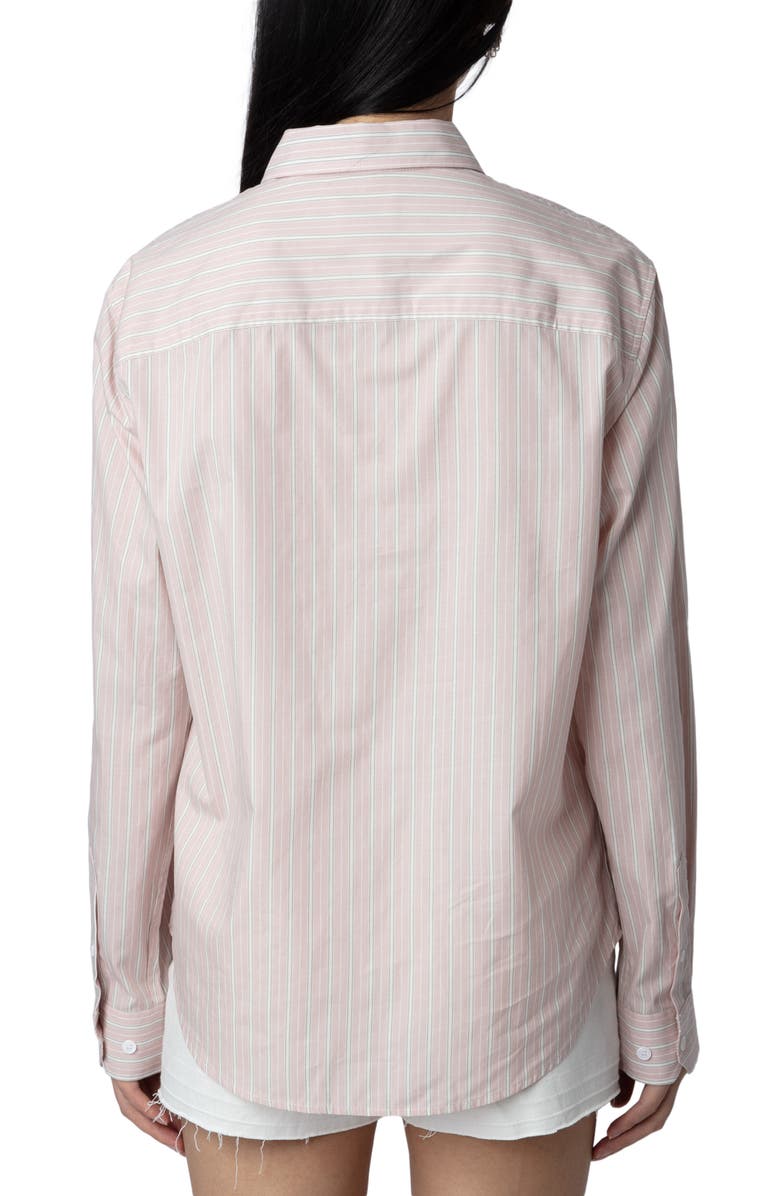 Zadig & Voltaire Sydna Raye Cool Cat Stripe Cotton Button-Up Shirt, Alternate, color, 