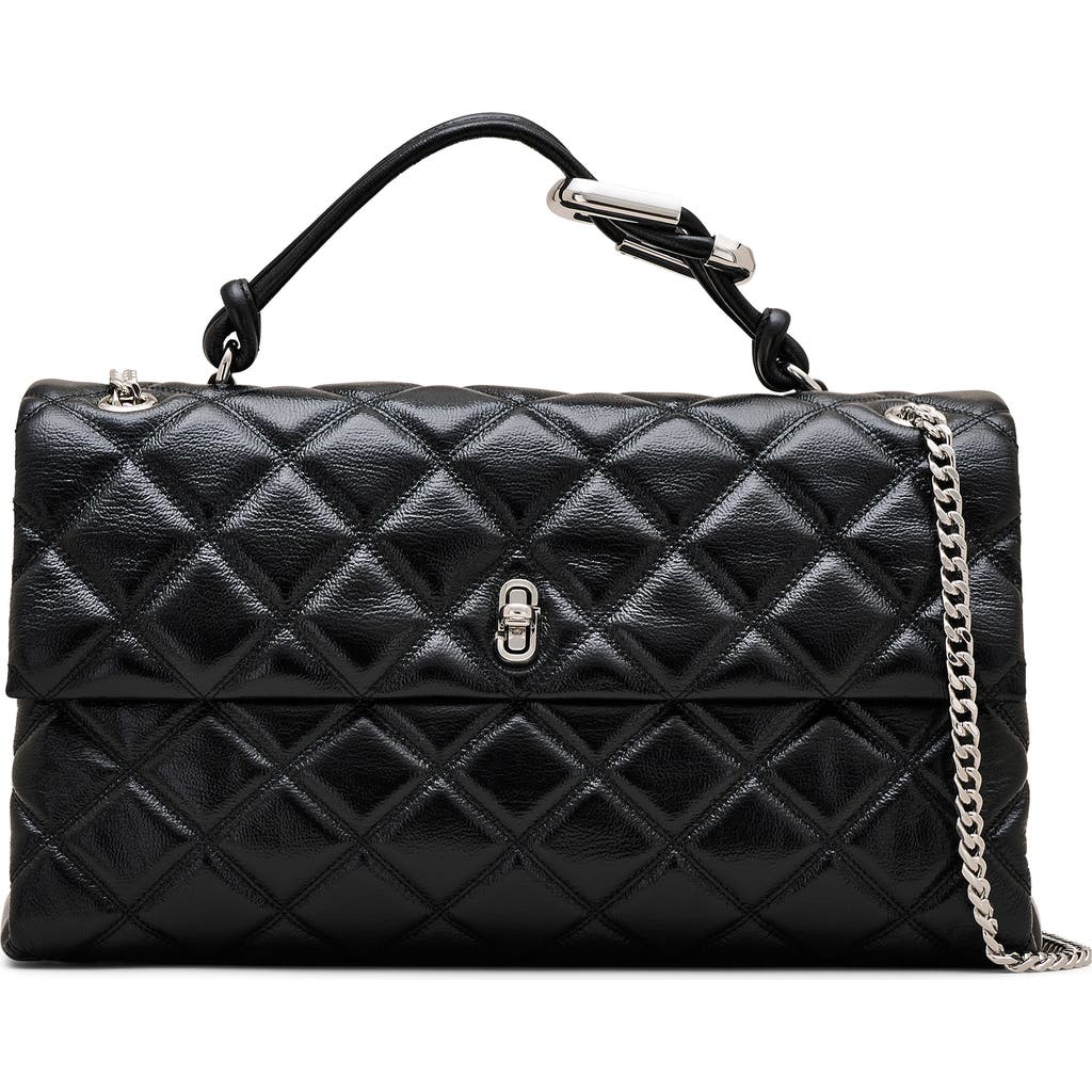 Marc Jacobs The Xl Dual Chain Diamond Quilted Convertible Leather Shoulder Bag In Black