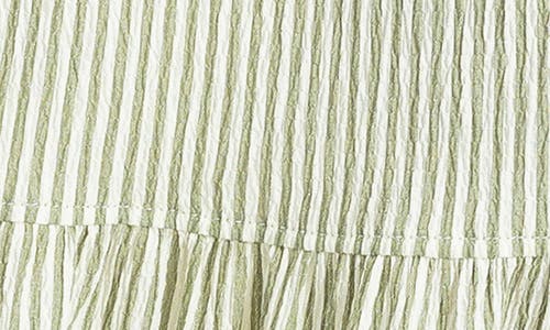 Max Studio Stripe Seersucker Maxi Skirt In Green/crm Mini Stripe