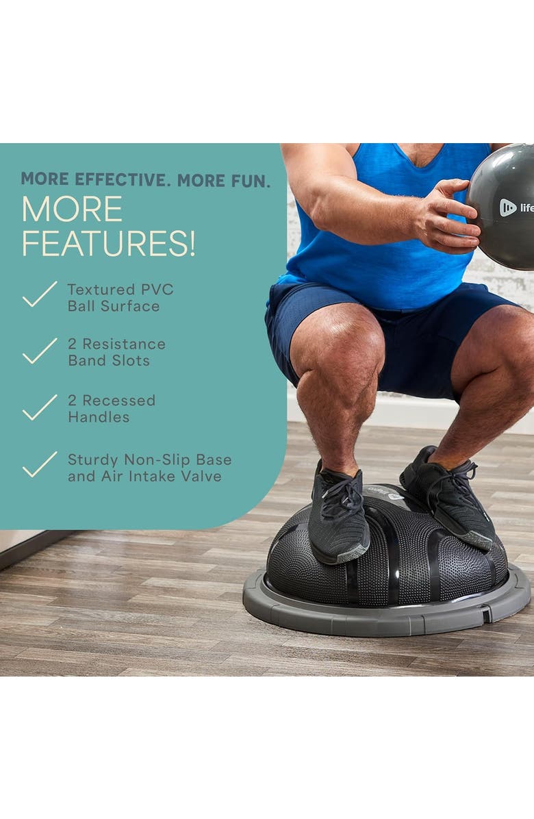 Lifepro Half Ball Balance Trainer Stability Balance Ball for Exercise Core Strength, Alternate, color, Grey