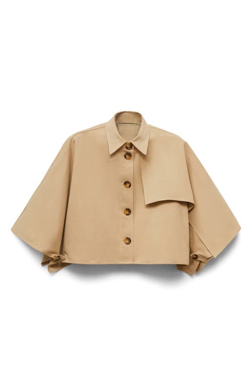 Mango Cape Cotton Blend Trench Jacket In Brown