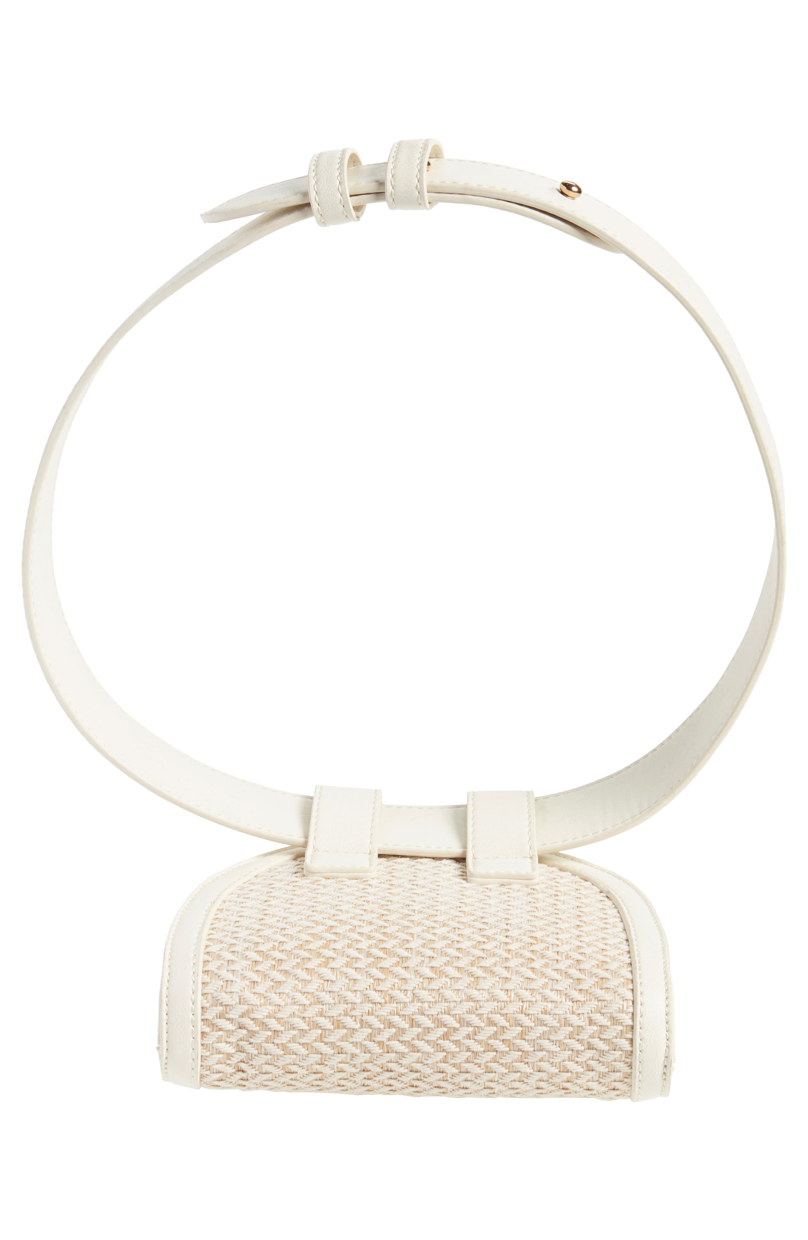 Leith Straw & Faux Leather Belt Bag, Alternate, color, 