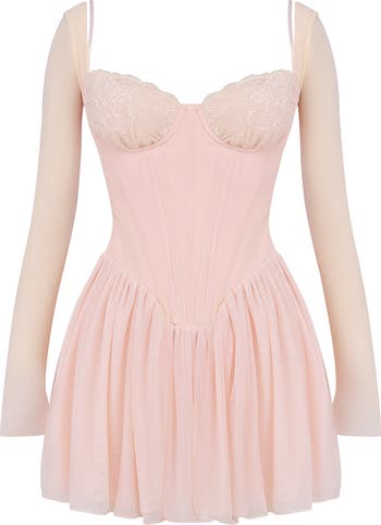 HOUSE OF CB Vivi Underwire Long Sleeve Corset Minidress | Nordstrom