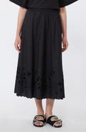 Weekend Max Mara Caravan Scalloped Eyelet Cotton Poplin Midi Skirt