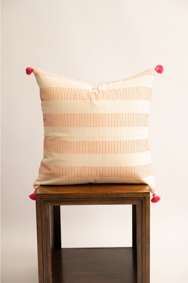 Ranisa Handloom Square Pillow Cover with Tassels, Alternate, color, 20x20"