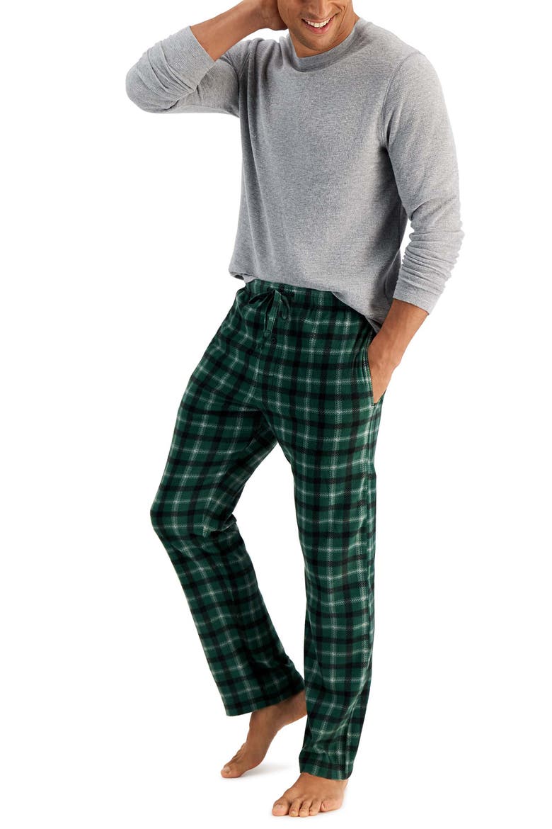 Fleece Sleep Pants, Alternate, color, GREEN PLAID