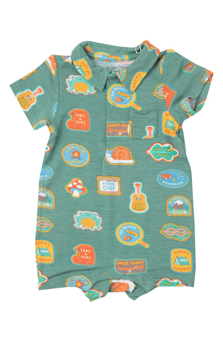 Angel Dear Camp Patches Polo Romper, Main, color, 