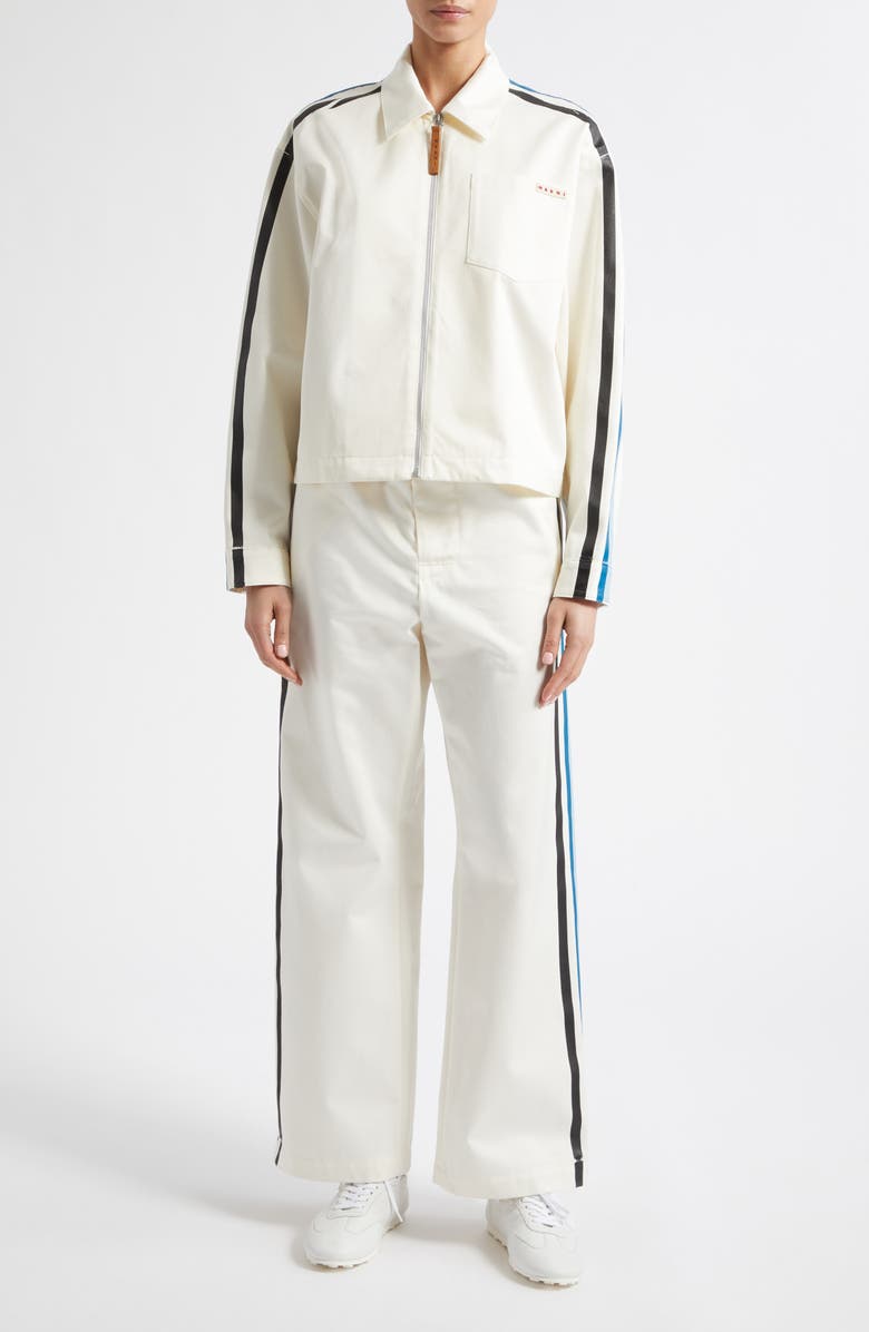Marni Water Repellent Cotton Gabardine Shirt Jacket, Alternate, color, 00W01 Lily White