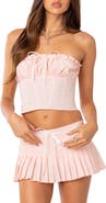 EDIKTED Karmen Lace-Up Strapless Corset Crop Top