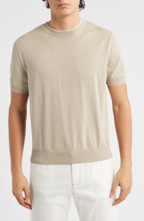 Short Sleeve Cotton Crewneck Sweater