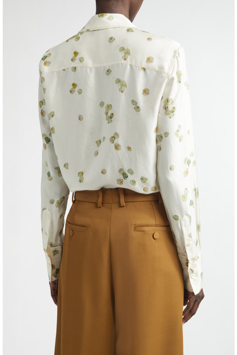 Chika Petal Print Silk Chiffon Button-Up Shirt, Alternate, color, IVORY ALLOVER PETALS