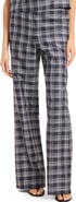 Theory Fluid Plaid High Waist Straight Leg Silk Pants