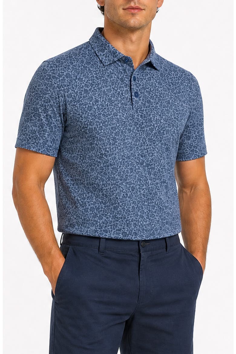 Floral Tech Performance Polo, Alternate, color, DENIM