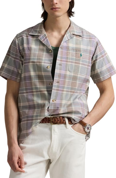 Classic Fit Plaid Cotton Camp Shirt