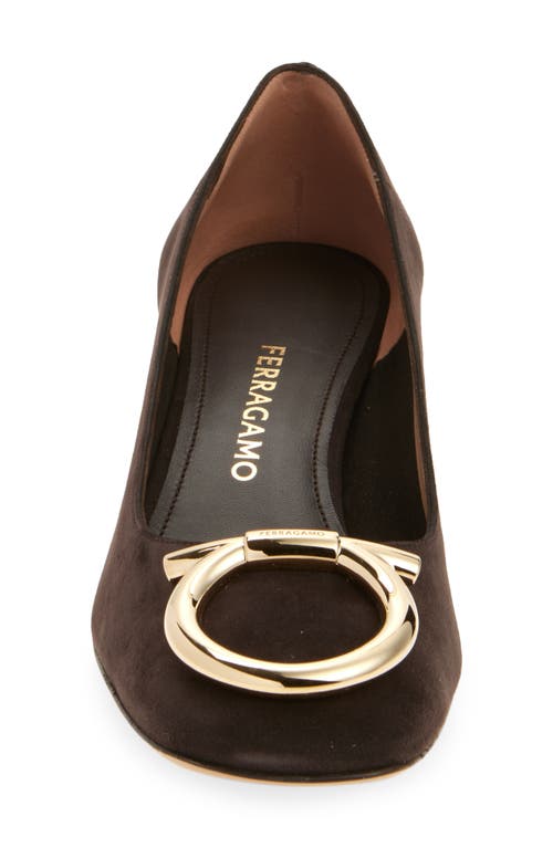 Ferragamo Mara Gancio Block Heel Pump In Brown