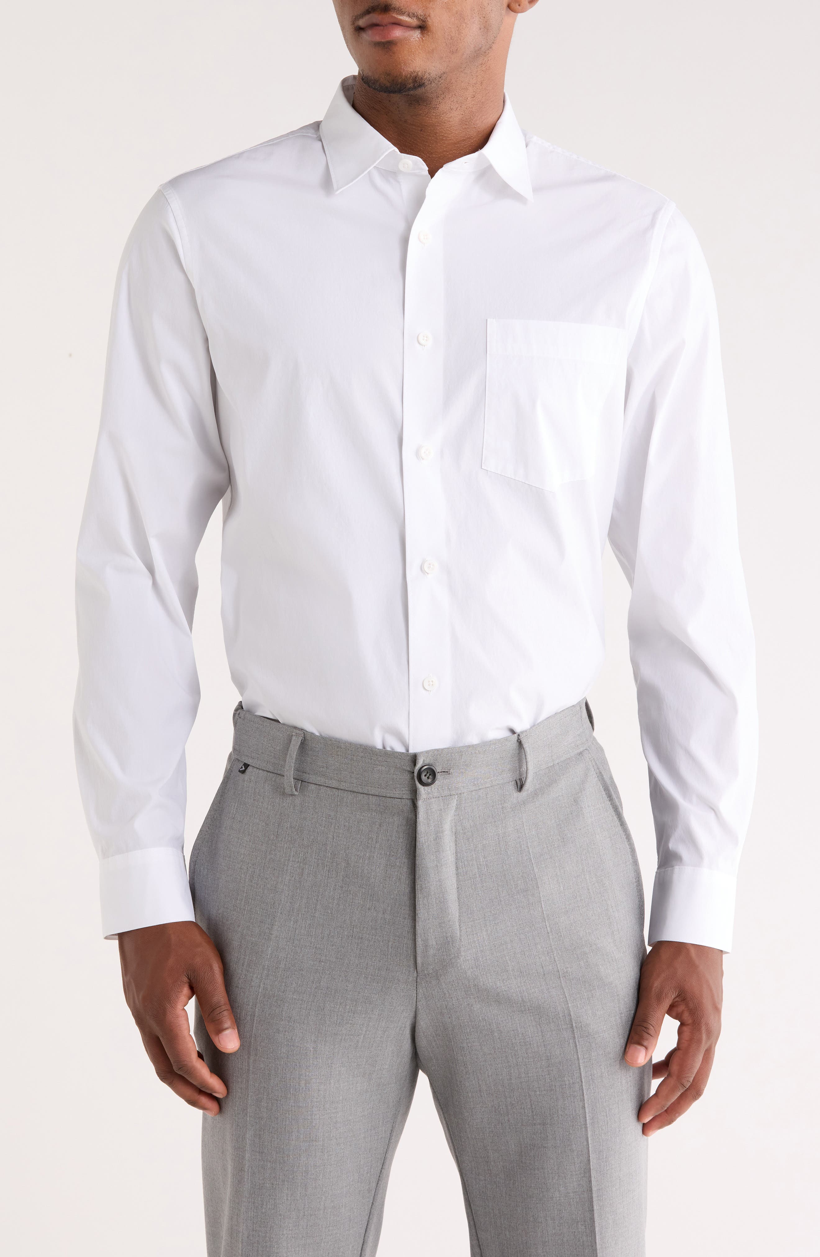 Nordstrom Solid Stretch Button-Up Shirt in White 