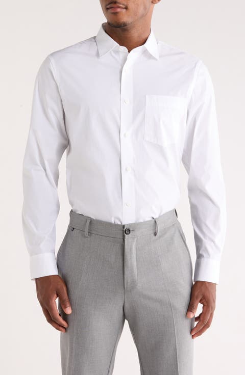 Solid Stretch Button-Up Shirt (Regular & Big)