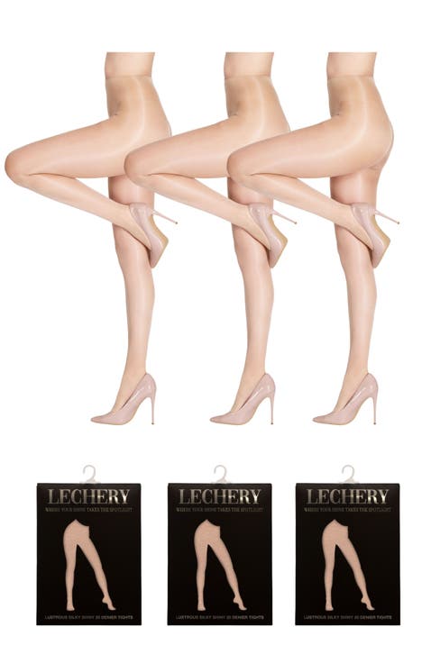 3 Pairs of Glossy Sheer Tights