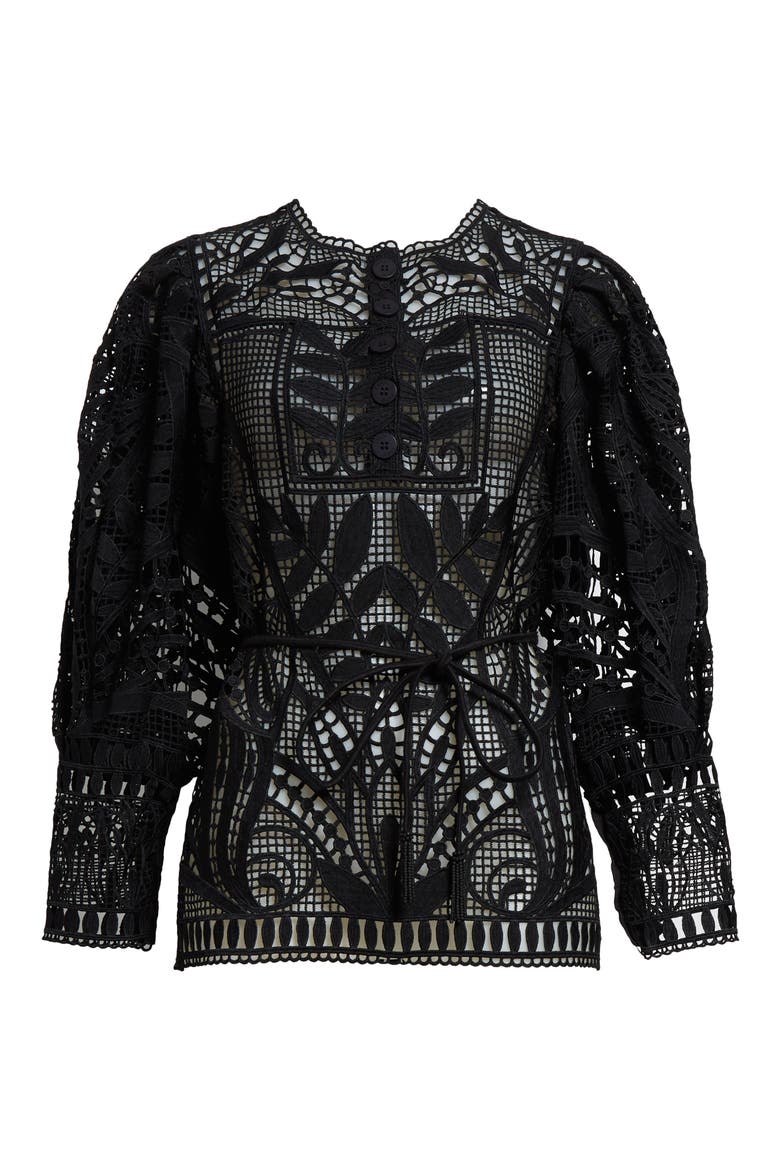 Guipure Lace Top, Alternate, color, BLACK