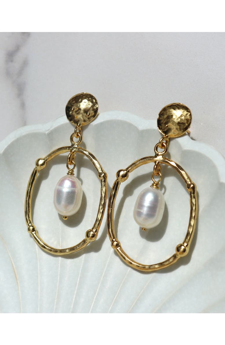 Ottoman Hands Sloane Drop Stud Earrings, Alternate, color, Brass