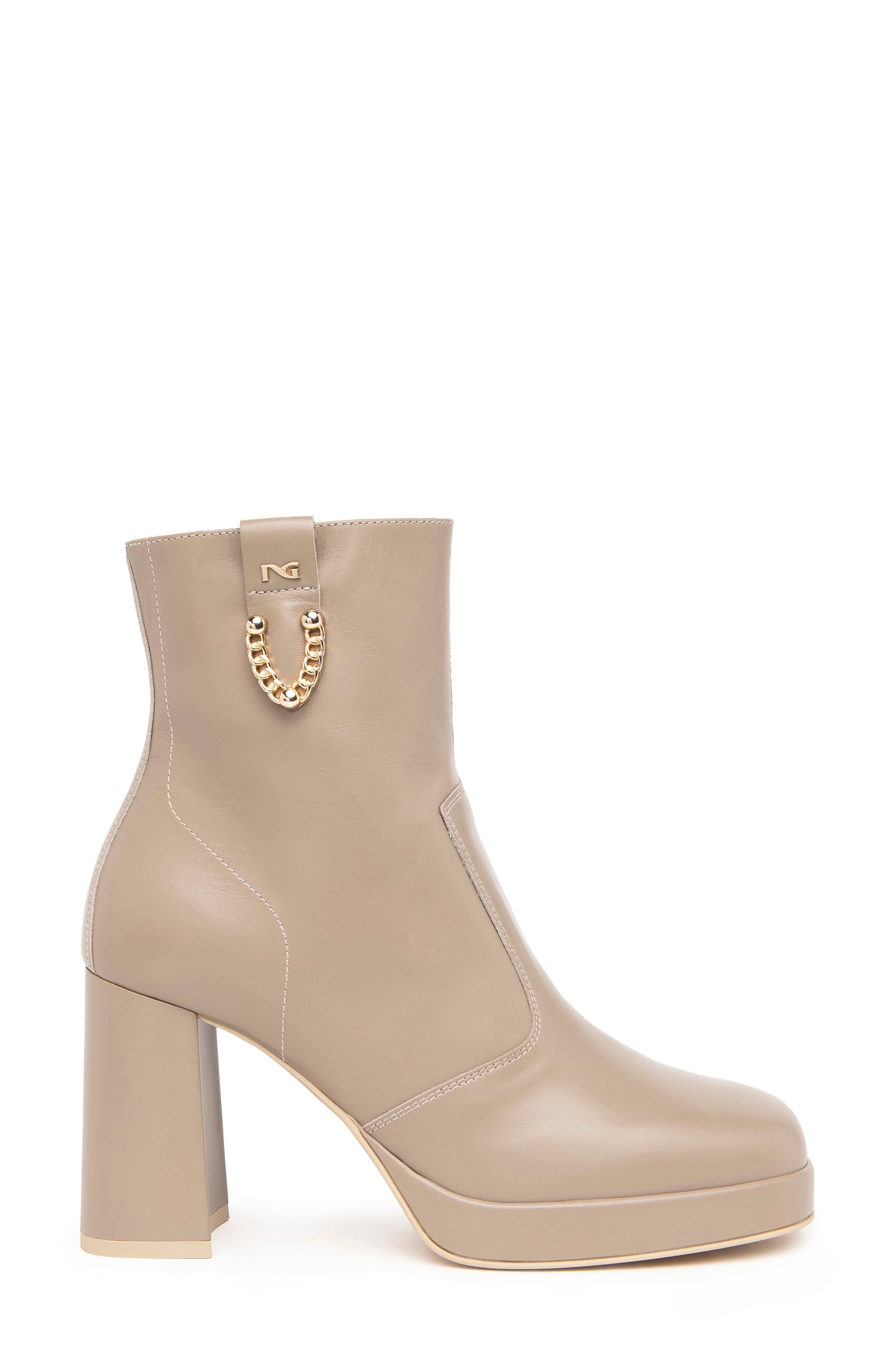 Chain Platform Bootie, Alternate, color, BEIGE/ KHAKI