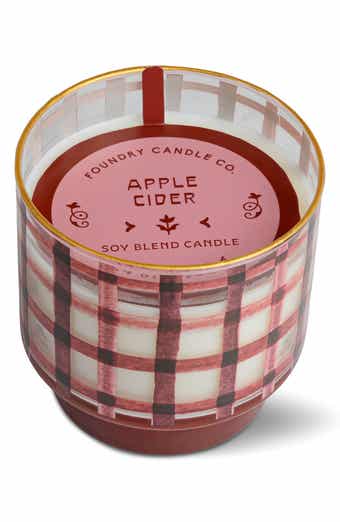 Whiskey + Oak Plaid Footed Glass Candle