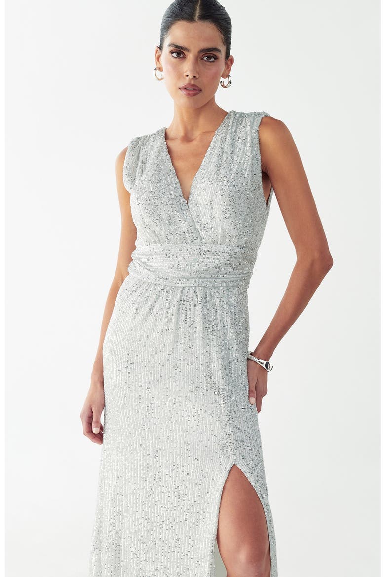 Cottier Maxi Dress, Alternate, color, White Sequin