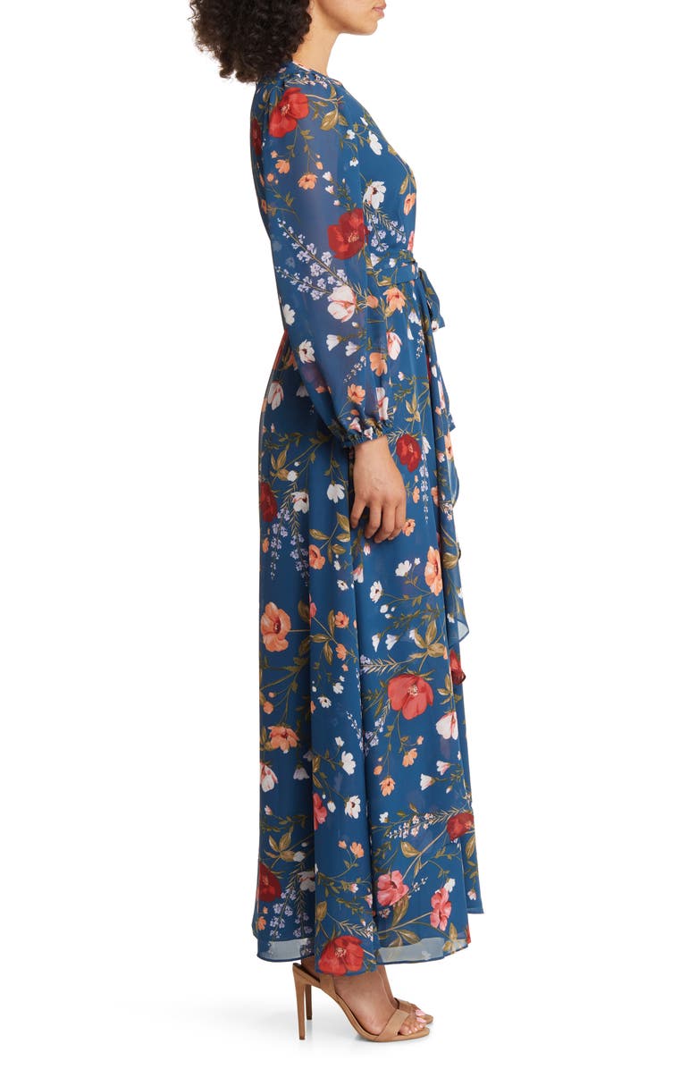 Eliza J Floral Long Sleeve Maxi Dress, Alternate, color, 