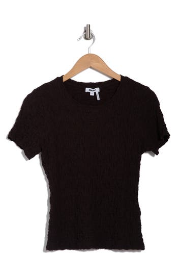 Donna Karan Puckered Short Sleeve T-shirt In Black