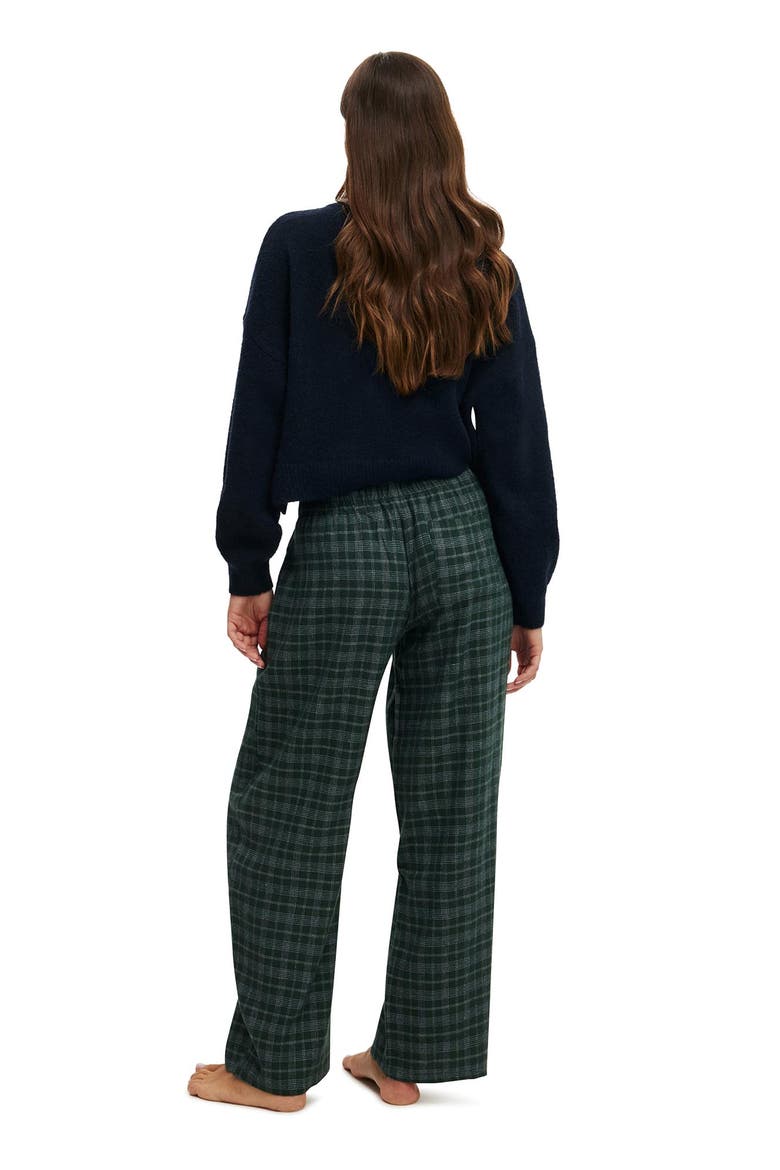 Women's Flannel Barrel Leg Pant, Alternate, color, Odie Check Pine Cone