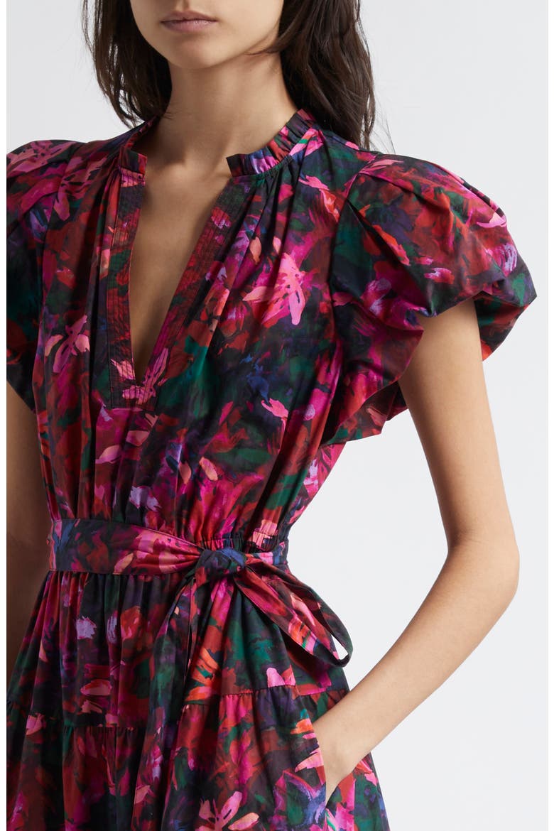 Ottilie Puff Sleeve Cotton Maxi Dress, Alternate, color, HIBISCUS