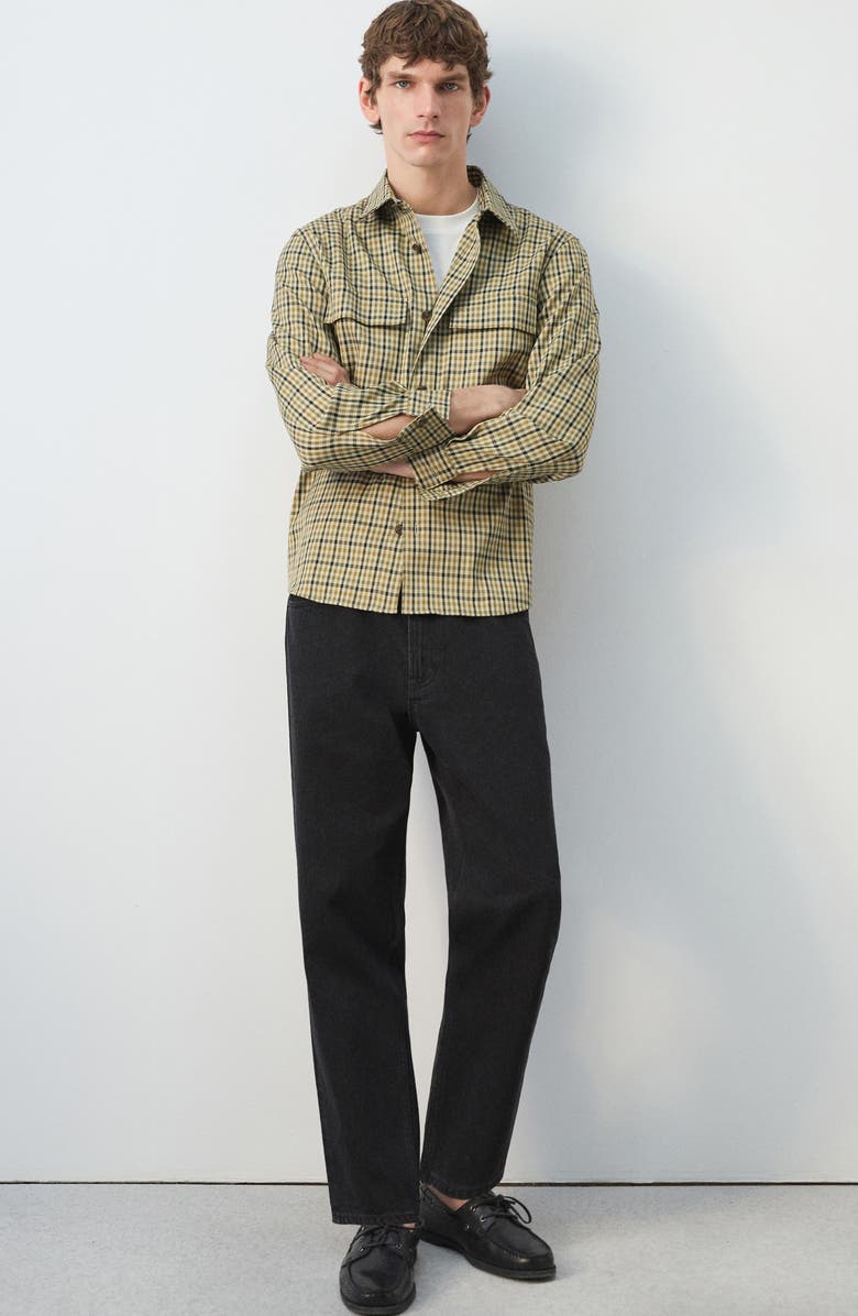 MANGO Plaid Print Shirt Jacket, Alternate, color, Olive Green