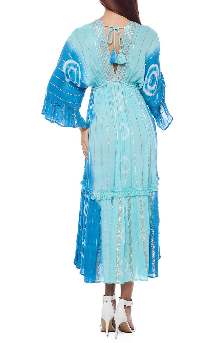 RANEES Plunge Bell Sleeve Maxi Dress, Alternate, color, Blue