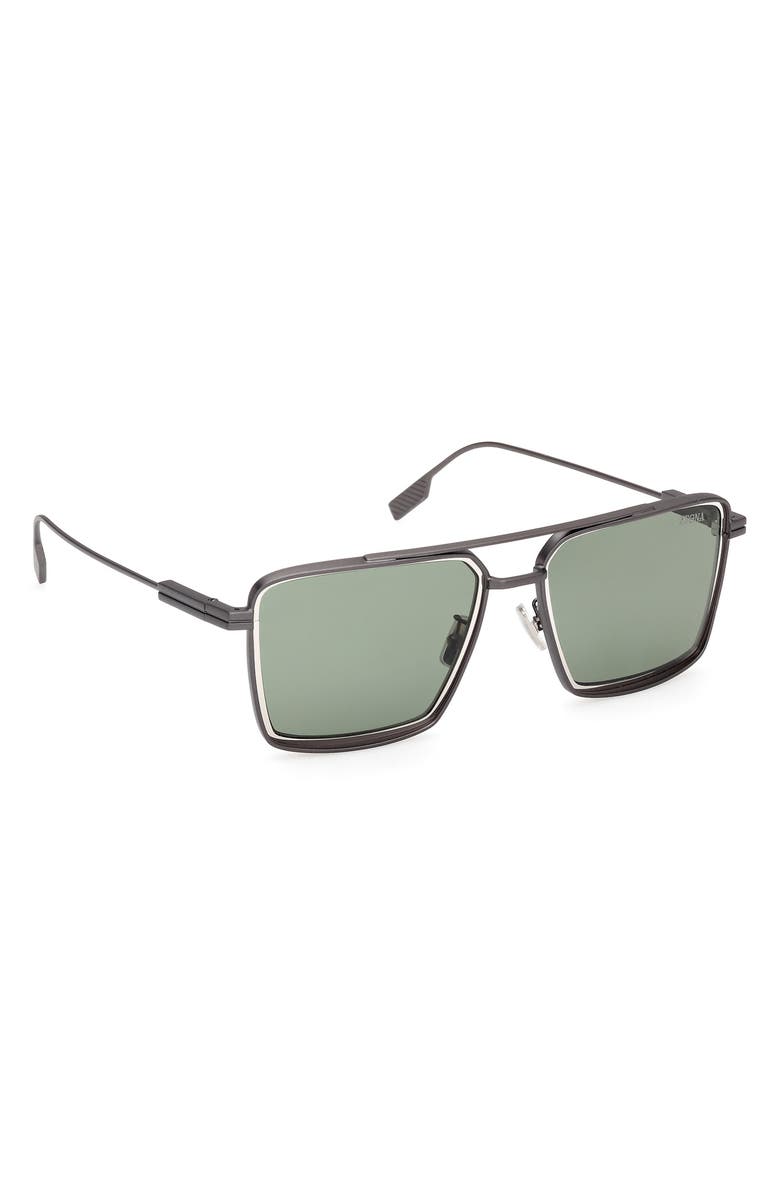 ZEGNA 56mm Navigator Polarized Sunglasses, Alternate, color,