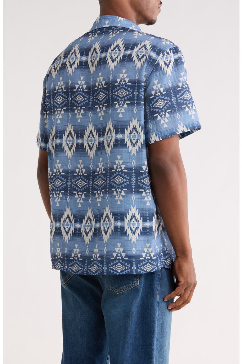 Geometric Print Camp Shirt, Alternate, color, VINTAGE INDIGO