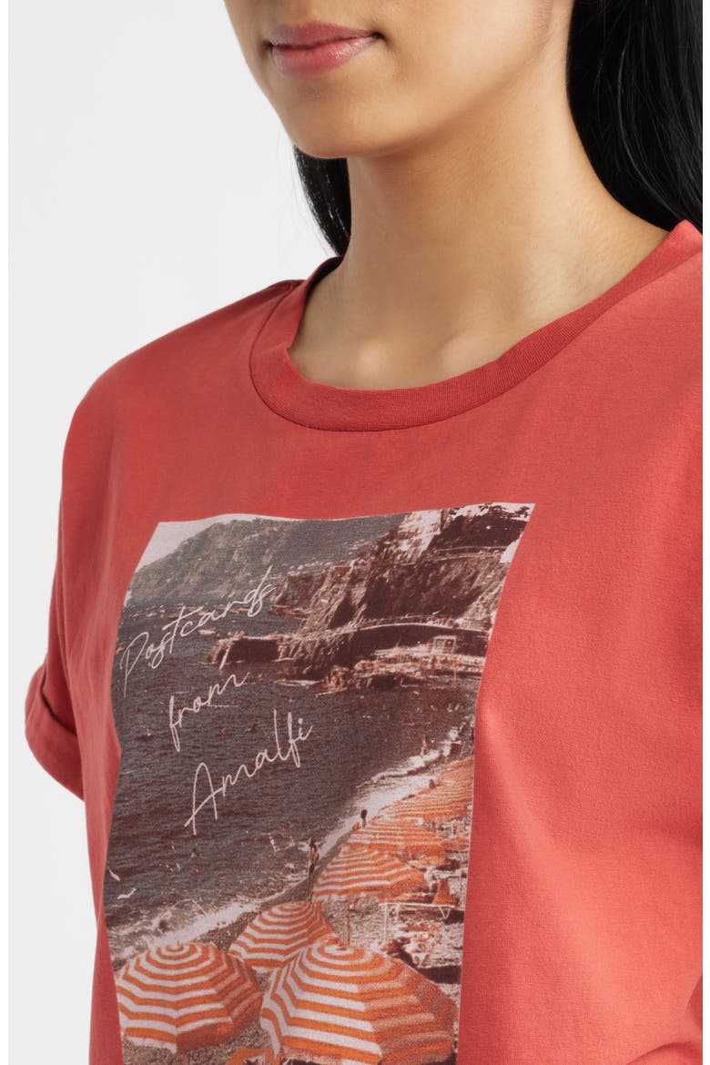 Cuffed Stretch Cotton Graphic T-Shirt, Alternate, color, BRICK