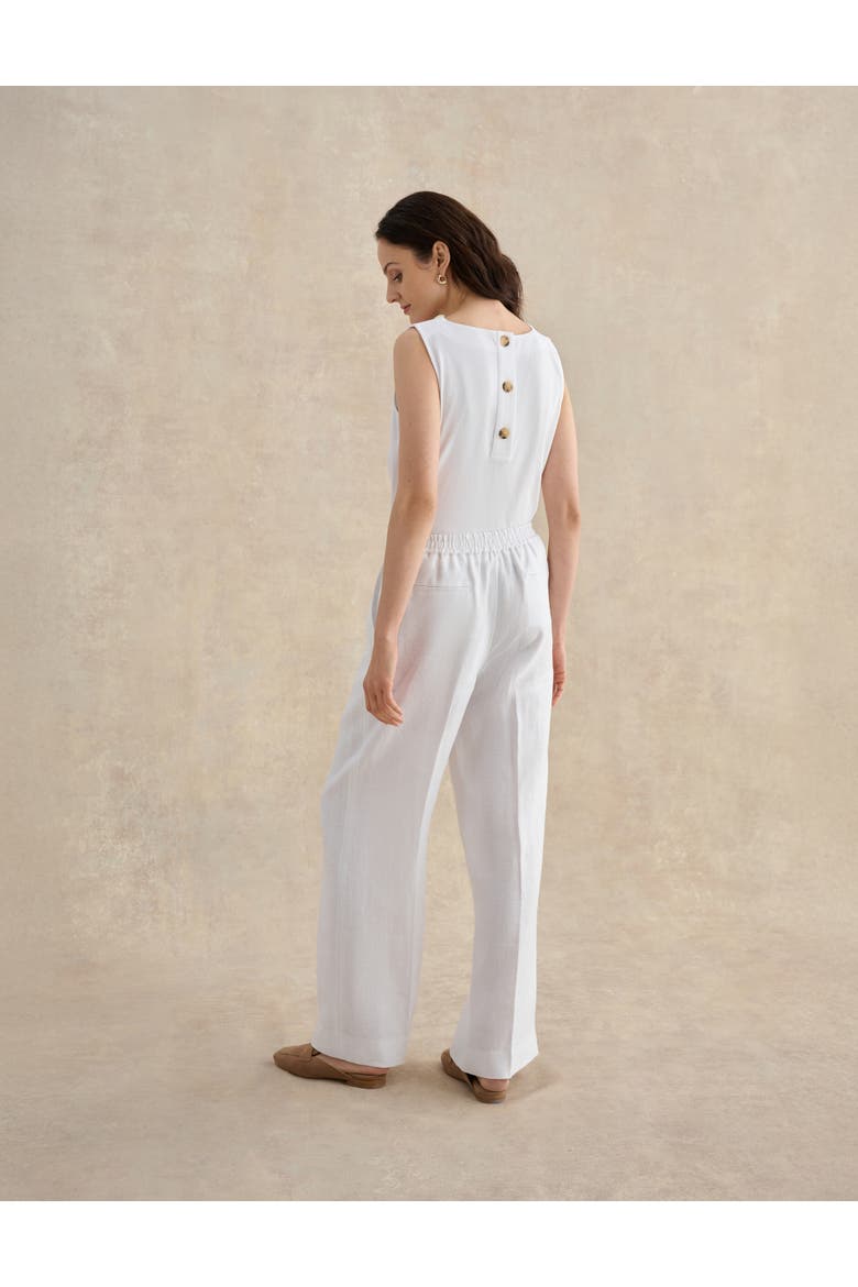 Alessia High-Waist Linen Trousers, Alternate, color, White