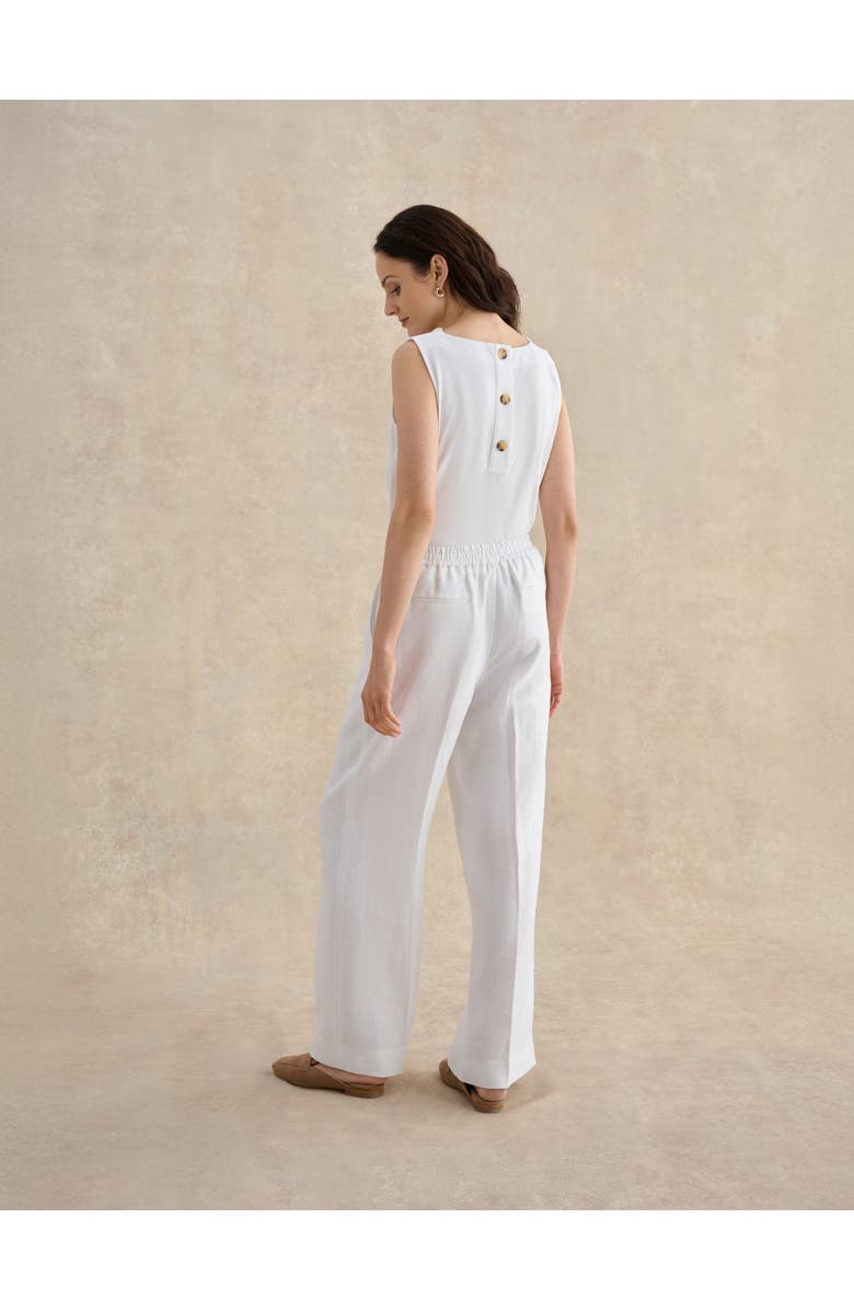 HOBBS LONDON Alessia High-Waist Linen Trousers, Alternate, color, White