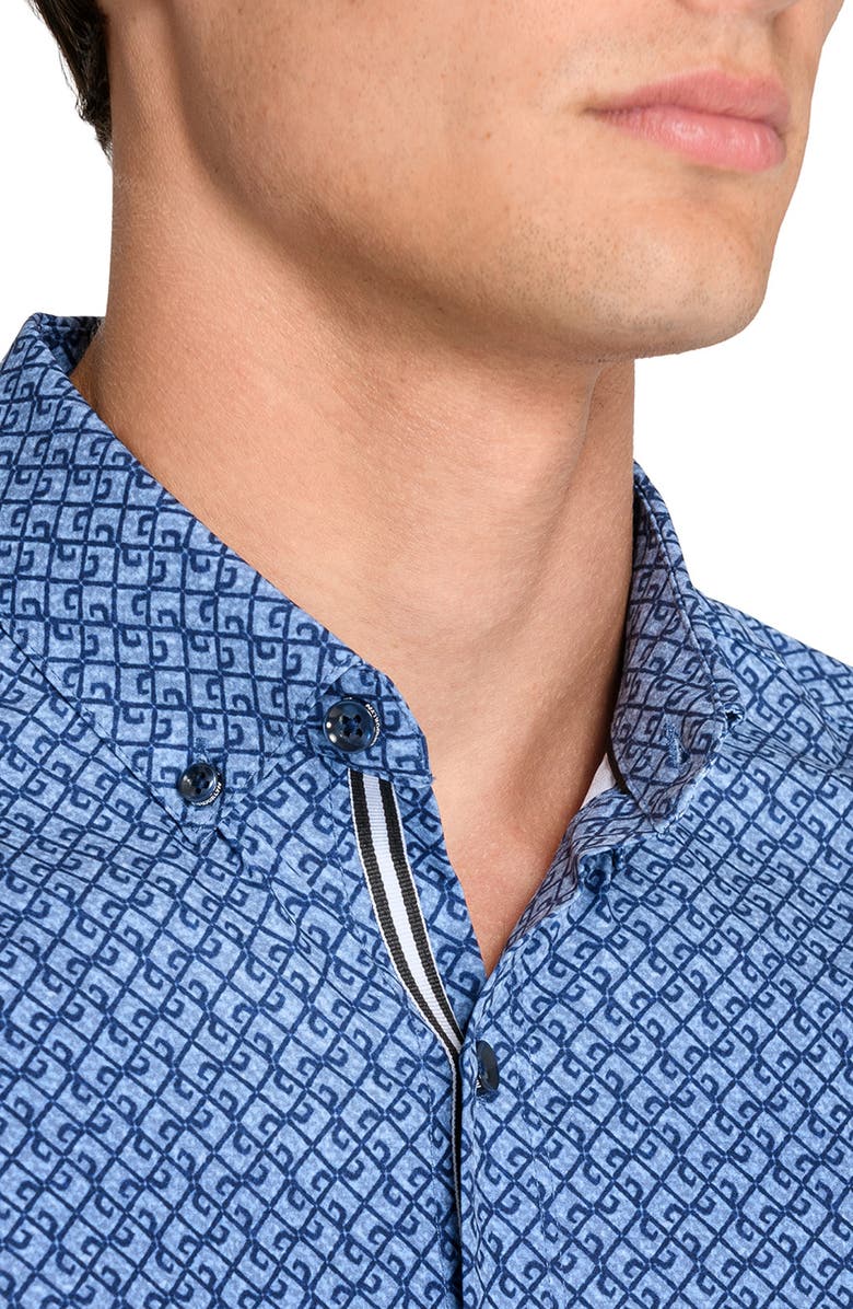 Brooklyn Brigade Geometric Woven Short Sleeve Basic, Alternate, color, Navy/Blue