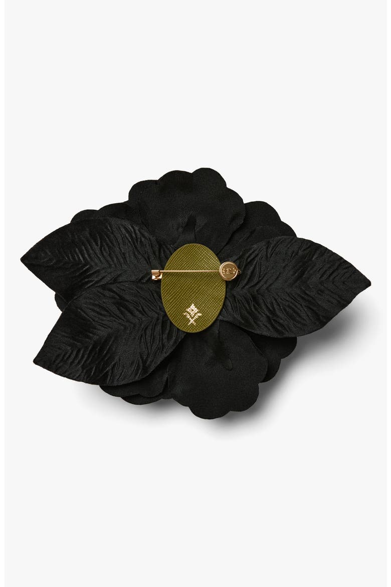 The Large Black Gardenia Floral Brooch, Alternate, color, Black