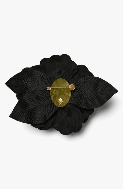Helena Simon The Large Black Gardenia Floral Brooch In Black